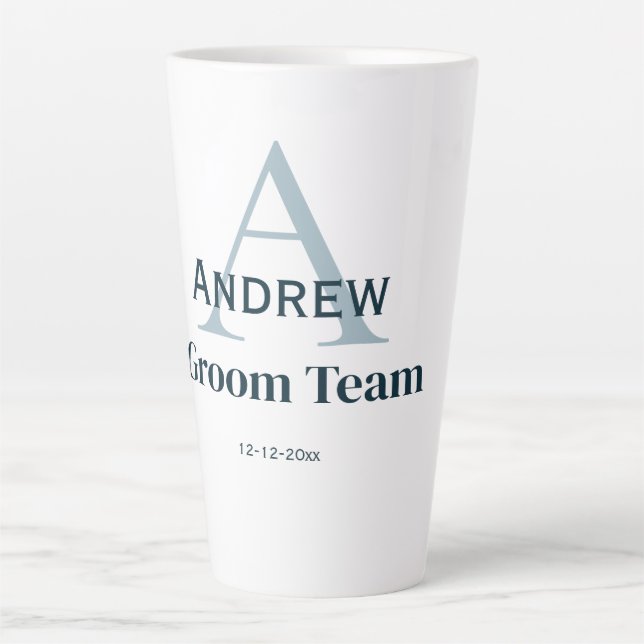 Tasse Latte simple monogramme personnalisé groomsmen (Devant)