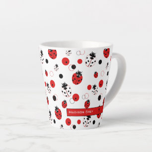 Tasse Latte Simple Motif de Ladybug rouge, noir et blanc