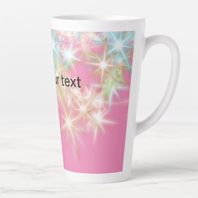 Tasse Latte Simple rouge rose étincelant étoiles ajouter votre (Droite)