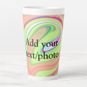 Tasse Latte Simple vert orange aquarelle ajoutez votre texte n