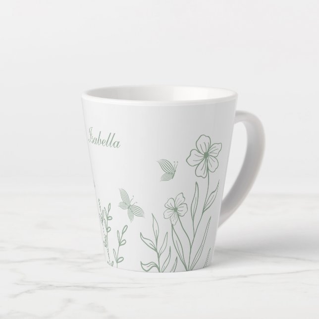 Tasse Latte Simple vert sauge botanique  (Angle droit)