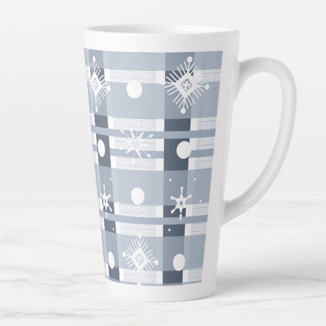 Tasse Latte Simples flocons de neige bleu géant Plaid (Droite)