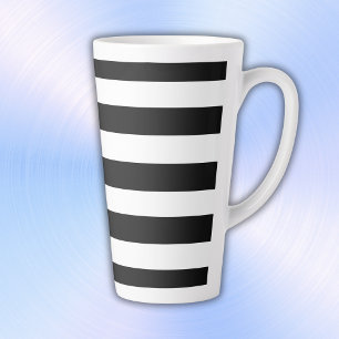 Tasse Latte Simples rayures noir et blanc  