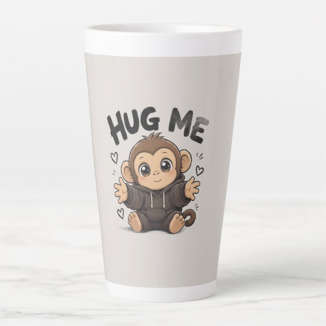 Tasse Latte Singe câlin (Devant)