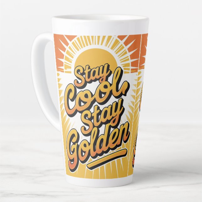 Tasse Latte Sips d'or - "Restez Cool, Restez dorés (Angle gauche)