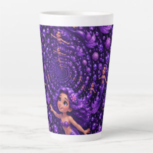 Tasse Latte Sirène Violette Gemme Spirale Fantaisie Art