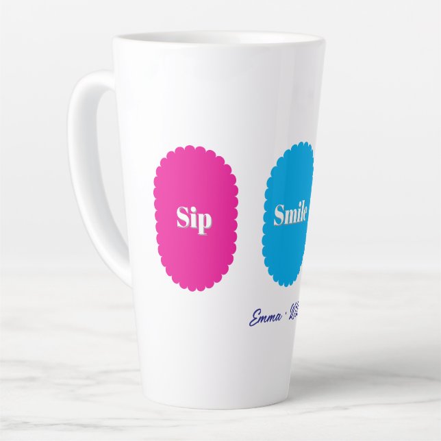 Tasse Latte Siroter Sourire Répéter Amusement Dopamine (Angle gauche)