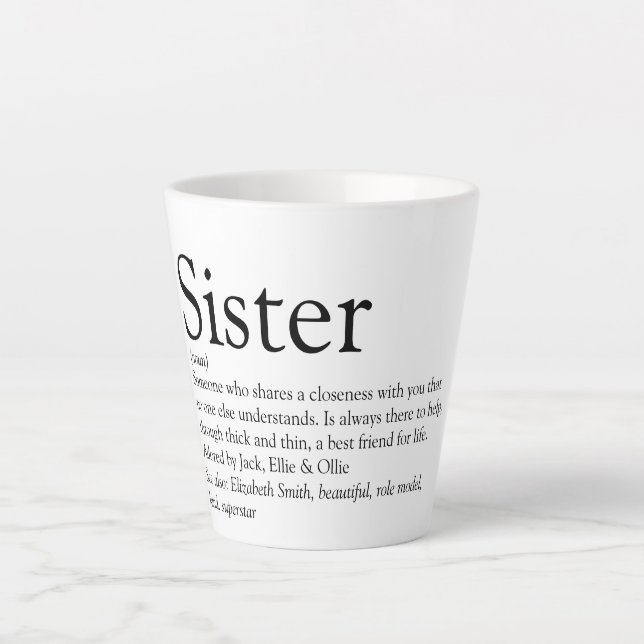 Tasse Latte Sister World, la meilleure définition de l'amuseme (Devant)