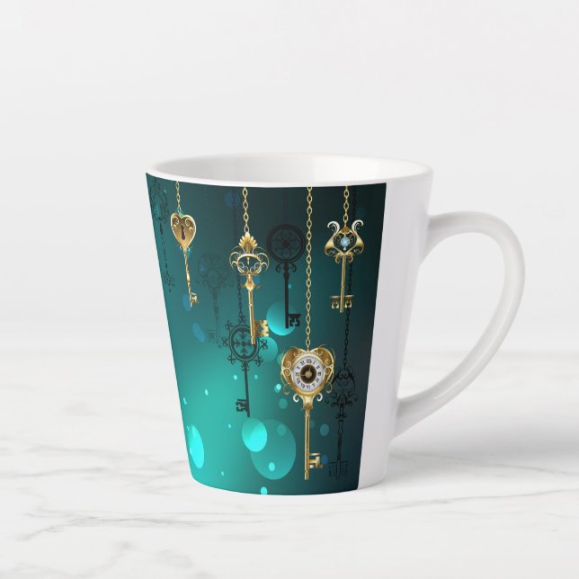 Tasse Latte Skeleton Keys on Green Background (Droite)