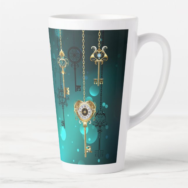 Tasse Latte Skeleton Keys on Green Background (Droite)