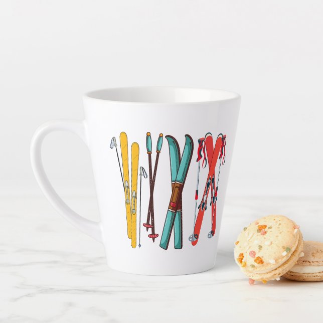 Tasse Latte Ski amusant Ski coloré Ski skieur (En situation)
