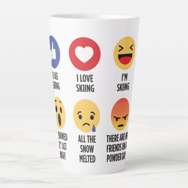 Tasse Latte Ski Emojis (Devant)