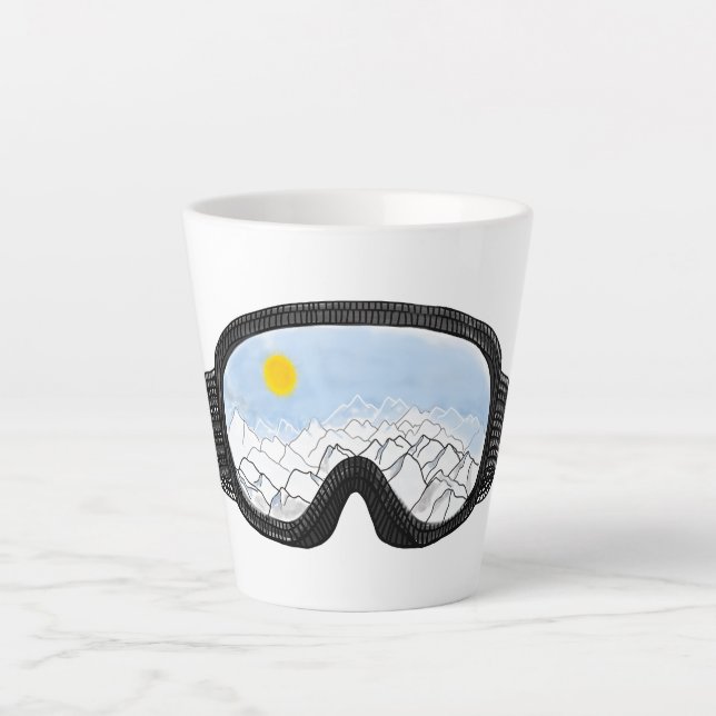 Tasse Latte Ski Goggles Mountain View Illustration (Devant)