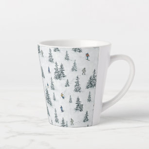Tasse Latte Skieurs alpins et yétis cachés - Ski alpin