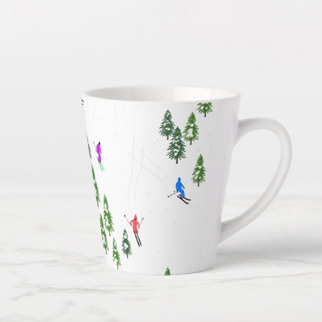 Tasse Latte Skieurs alpins Freeride Illustration (Droite)
