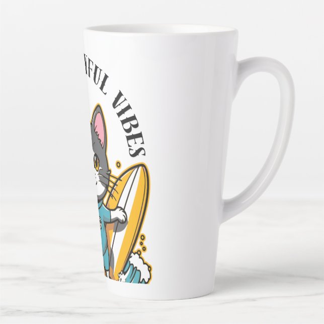 Tasse Latte Sliding Cat Fun & Playful Vibes (Droite)