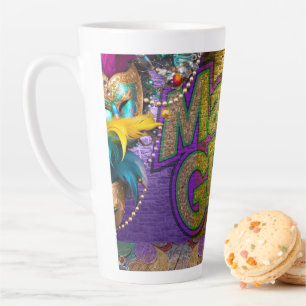 Tasse Latte SlipperyJoe's Mardi Gras Colliers de perles doublo