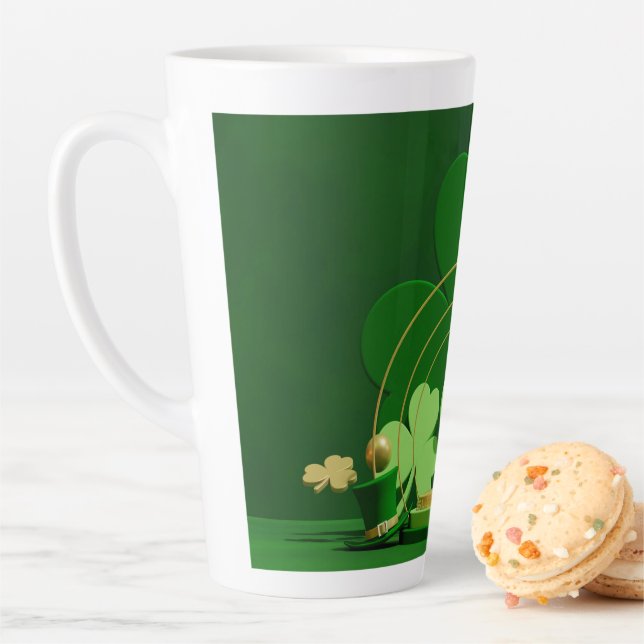 Tasse Latte SlipperyJoe's Saint Patrick's Day trèfle à trois f (En situation)