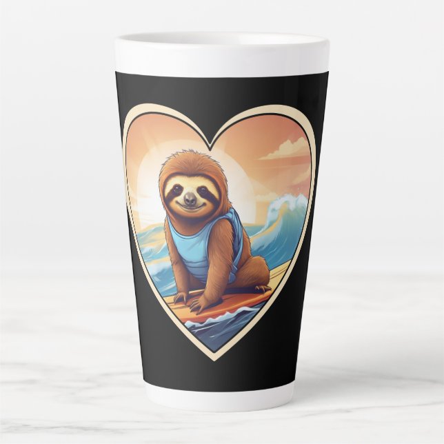 Tasse Latte Sloth Surfing (Devant)