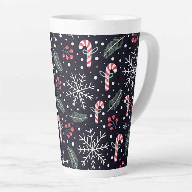 Tasse Latte Snowflakes & Sucres de canne Holiday (Angle droit)