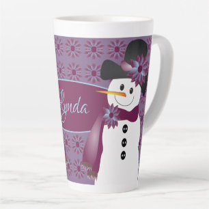 Tasse Latte Snowman Avec Plum