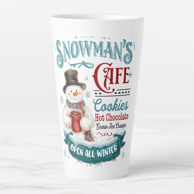 Tasse Latte Snowman’s Café – Whimsical Winter Treats & Cheer (Devant)