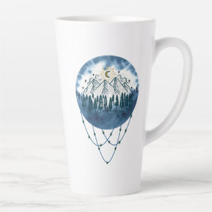 Tasse Latte Snowy Mountain Pine Tree Nature Adventure Extérieu