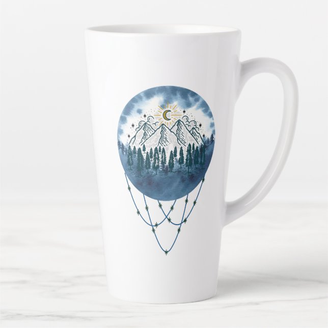 Tasse Latte Snowy Mountain Pine Tree Nature Adventure Extérieu (Droite)
