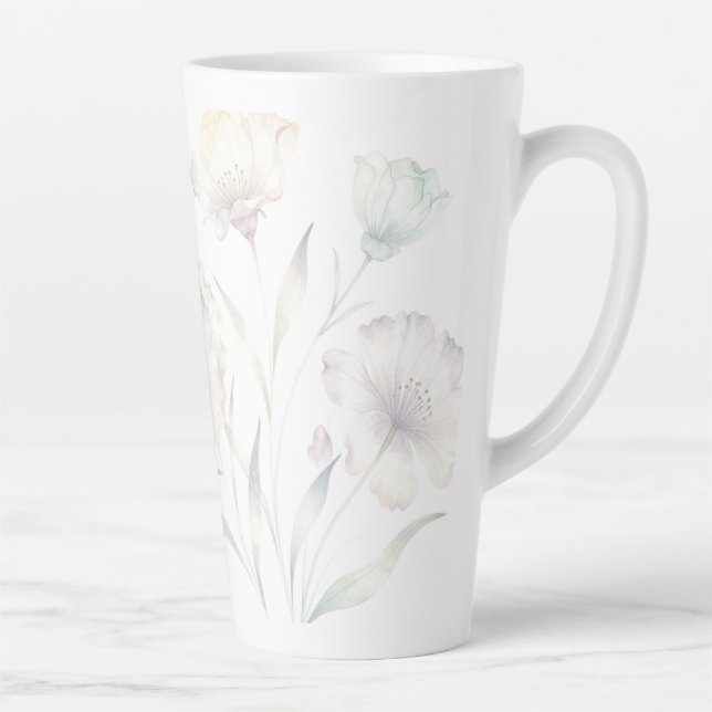 Tasse Latte Soft Pastel Wildflowers Watercolor Grace (Droite)