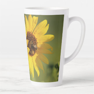 Tasse Latte Soft Yellow Wild Sunflowers and Bees Photograph