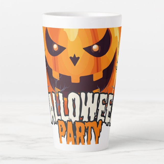 Tasse Latte Soirée Halloween – Création de citrouilles de Jack (Devant)