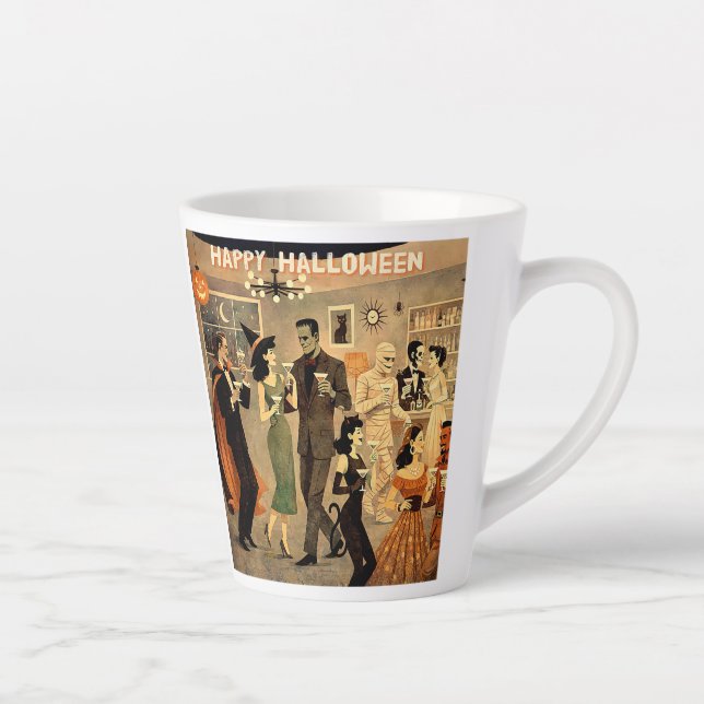 Tasse Latte Soirée Martini Halloween Rétro Milieu de Siècle 40 (Droite)
