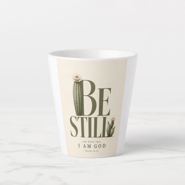 Tasse Latte SOIS TRANQUILLE | Psaume 46:10 | Crème Chaude (Devant)