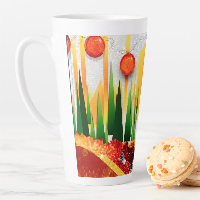 TASSE LATTE SOLEIL DE FÊTE DANS LES PINS :) (En situation)