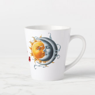 Tasse Latte Soleil et Lune tombant en amour l'un avec l'autre 