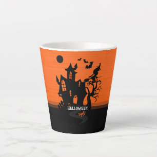 Tasse Latte Sorcière de la nuit d'Halloween et chauves-souris