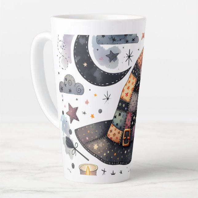 Tasse Latte Sorcière lunaire Casquette et magie céleste (Angle gauche)