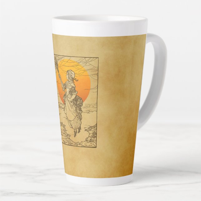 Tasse Latte Sorcière vintage d'Halloween (Angle droit)
