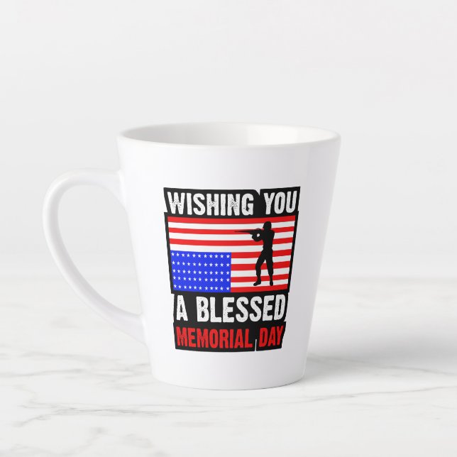 Tasse Latte Souhaitez-Vous Un Blessed Memorial Day-62237 (Gauche)