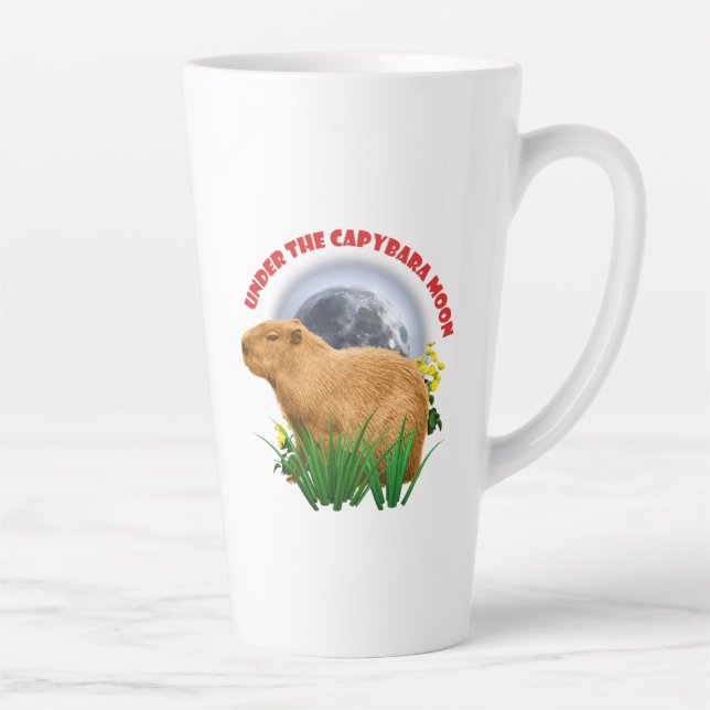 Tasse Latte Sous la Lune du Capybara Animal Mignon (Droite)