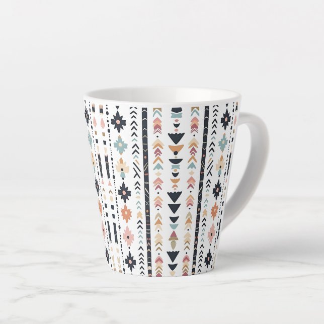 Tasse Latte Southwestern Navajo Inspired Geometric Cream Teal  (Angle droit)
