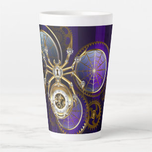 Tasse Latte Spider Steampunk sur Arrière - plan pourpre
