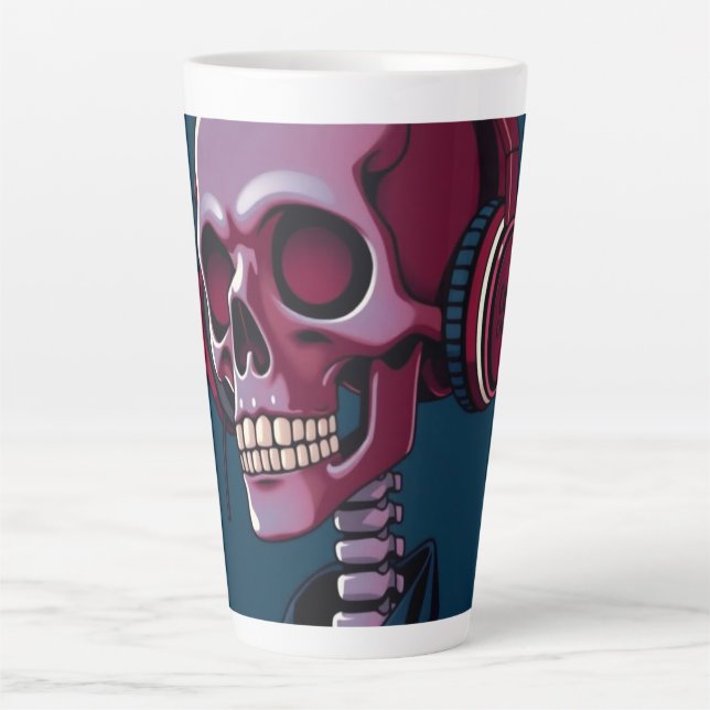 Tasse Latte Squelette avec casque audio (Devant)
