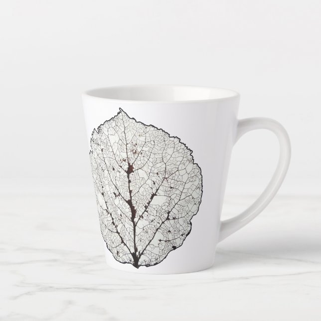 Tasse Latte Squelette de feuille de tremble 1 (Droite)