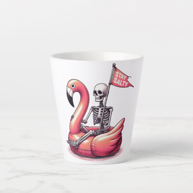 Tasse Latte Squelette Sarcastique sur Flamant rose - Séjour Sa (Devant)