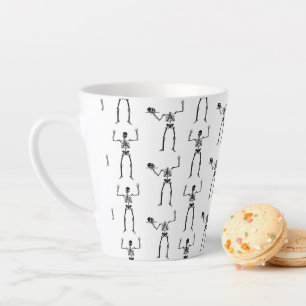 Tasse Latte Squelettes d'Halloween, friandise ou farce, Hou