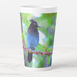 Tasse Latte Steller's Jay Painting - Art original pour oiseaux