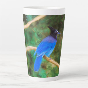 Tasse Latte Steller's Jay Painting - Art original pour oiseaux