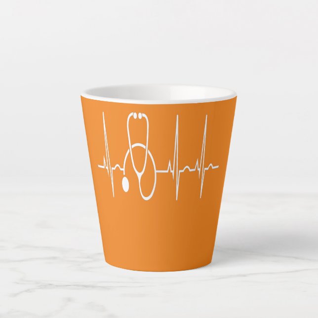 Tasse Latte Stethoscope Heartbeat EKG Nurse Medical Doctor (Devant)