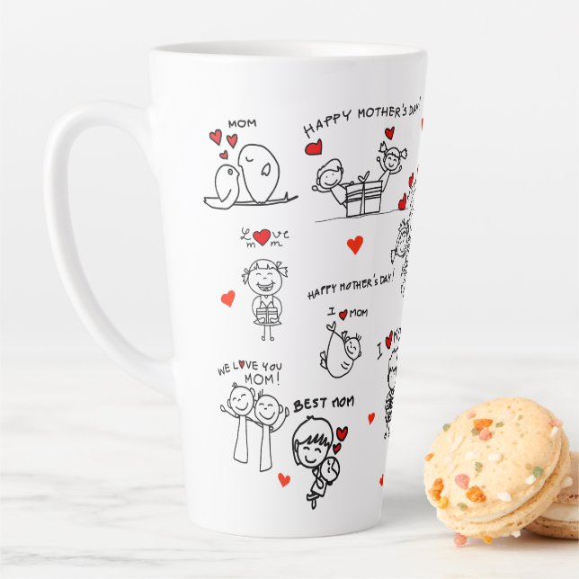 Tasse Latte Stick Figure Art fête des mères (En situation)